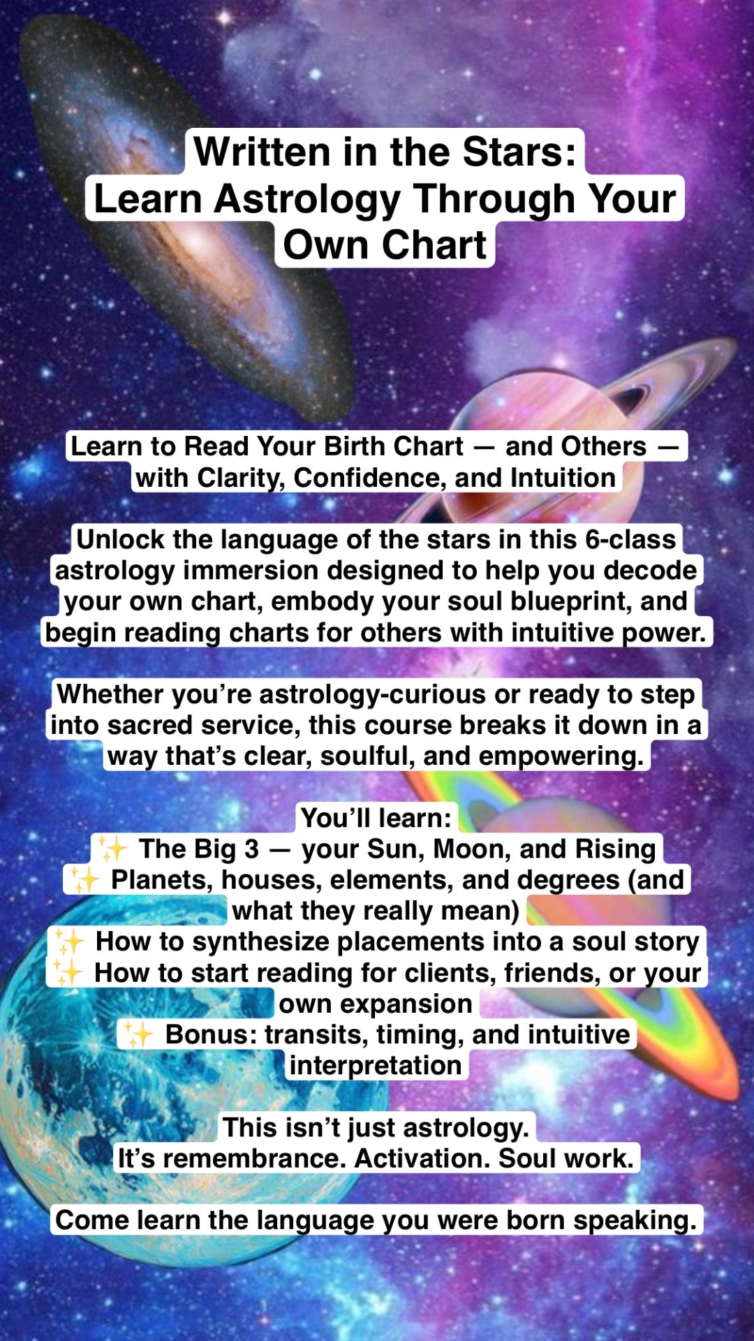 Written in the stars : learn astrology through your own chart course